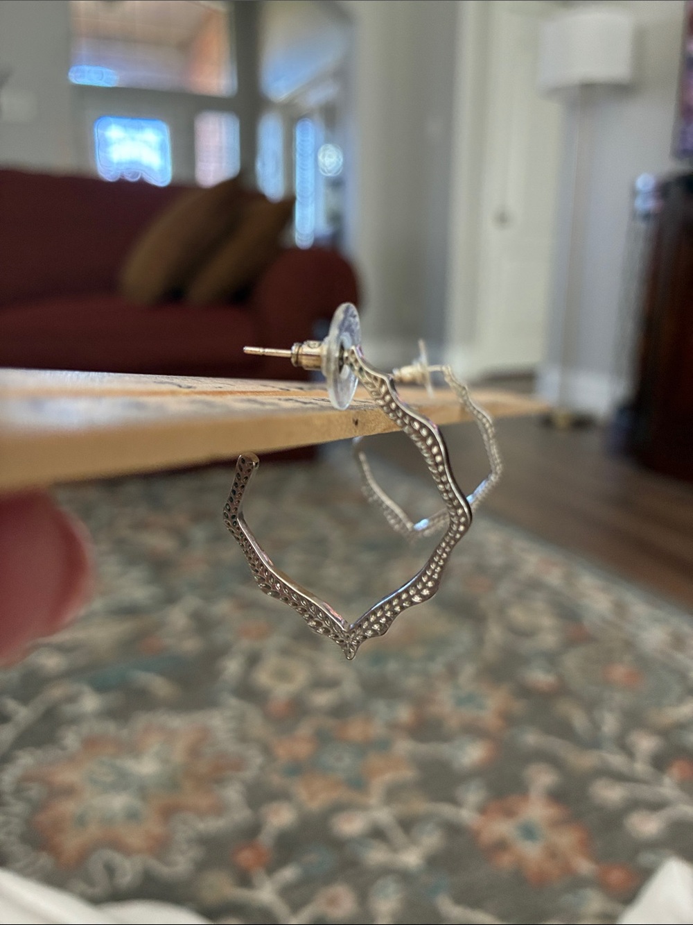 Kendra Scott Silver Textured Faceted Hoop Earrings